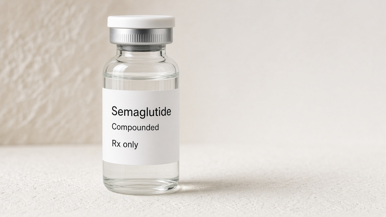 Compounded semaglutide vial, Rx only